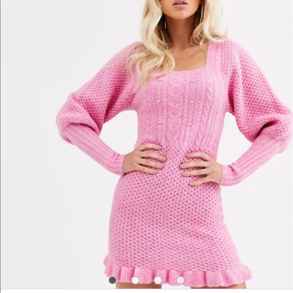asos design cable knit mini dress with volume sleeve | Dresses | Asos weddingguestdress